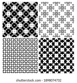 cuatro texturas en blanco y negro. Resumen de un patrón geométrico sin fisuras. 