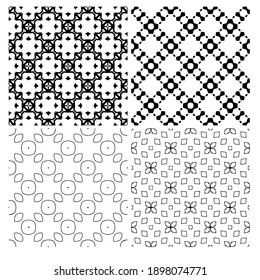 vier schwarz-weiße Textur. Abstraktes, nahtloses geometrisches Muster. 
