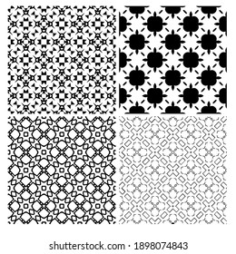 four Black and white texture. Abstract seamless geometric pattern. 