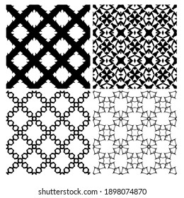 four Black and white texture. Abstract seamless geometric pattern. 