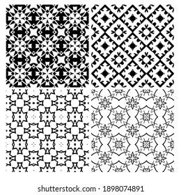 four Black and white texture. Abstract seamless geometric pattern. 