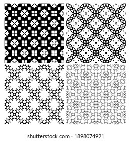 cuatro texturas en blanco y negro. Resumen de un patrón geométrico sin fisuras. 