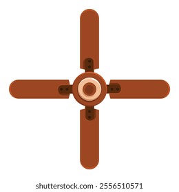 Four blade ceiling fan spinning to circulate air and provide cooling on a hot summer day