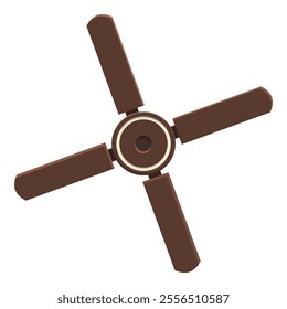 Four blade ceiling fan spinning to circulate air and provide cooling on a hot day