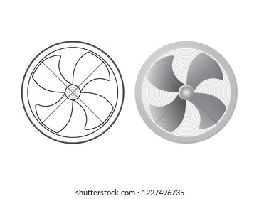 Four of the blade of fans. Propeller vector illustration. Ventilation equipment