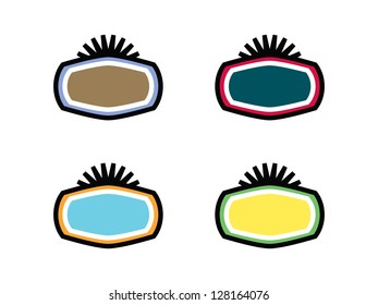 Four Blank Badges with Burst on Top.