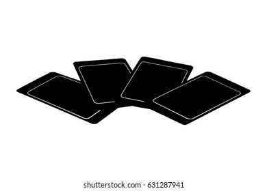 Four blank black cards on the table,vector