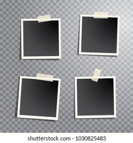 four blank instant photos isolated with transparent shadow, layered and editable vector illustration