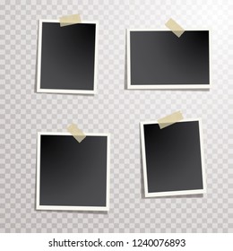 four blank instant photos isolated with transparent shadow, layered and editable vector illustration