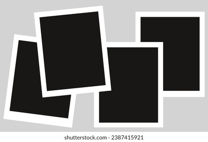 four blank photo frames simple frame on grey background