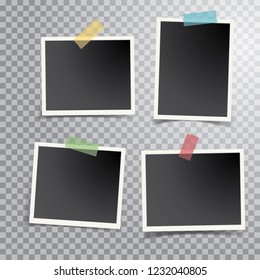 four blank photos isolated with transparent shadow, layered and editable vector illustration