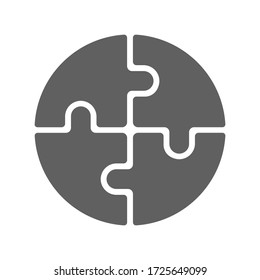 Four blank puzzle pieces graphic icon. Puzzle round form sign isolated on white background. Vector illustration