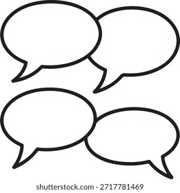 Quatro balões de fala em branco para diálogo ou conversa em um estilo de quadrinhos ou desenho animado