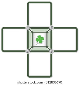 Four blank text areas and cloverleaf