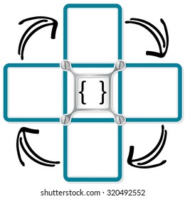 Four blank text frames for your text and square brackets