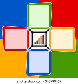 Four blank text frames for your text and graph
