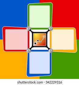 Four blank text frames for your text and graph