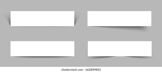 Four blanks of paper with different shadows lie on a gray background. Set paper pages, mockup, sheet on the table - stock vector