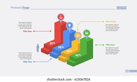 Four Blocks Bar Chart Slide Template