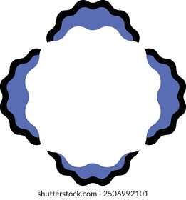 Cuatro semicírculos azules y negros crean un diseño circular. Fondo geométrico Abstractas adecuado para conceptos modernos, tecnológicos o futuristas.