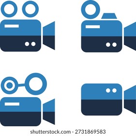 Cuatro cámaras de grabación de cine simples azul y azul oscuro