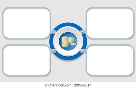 four blue frame for text and coin