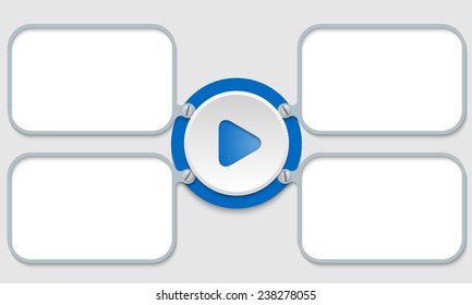 four blue frame for text and play symbol