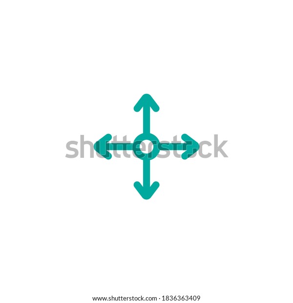 four blue rounded arrows point out from the
center and circle. Expand. Outward Directions icon. Vector
illustration. Isolated on white. Flat process icon. Good for web
and software interfaces.