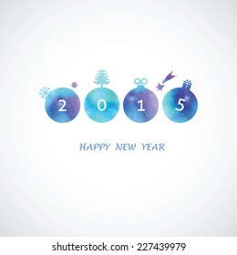 four blue shades water color  circle with 2015