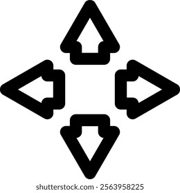 Four bold black arrows pointing in multiple directionsup, down, left, and rightrepresenting choices, navigation, and the complexities of decision making in various contexts