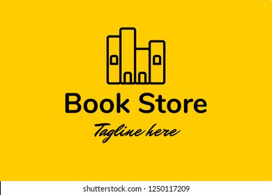 Four book arrangements logo vector icon line art outline