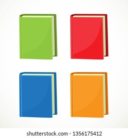 Four books with multi-colored covers vector objects isolated on white background