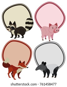 Four border templates with wild animals illustration