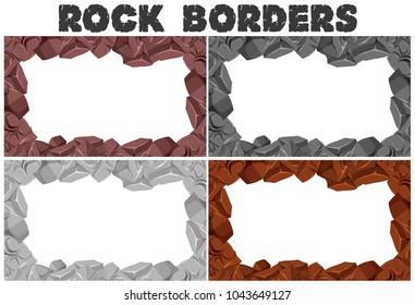 Four borders of rocks in different colors illustration