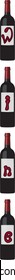 Four bottles of red wine with word "WINE". Vector illustration