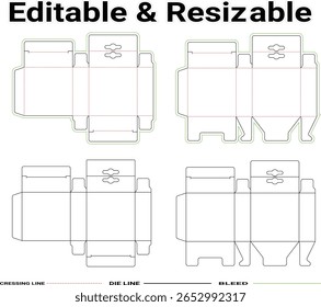 Four box templates with hanging tabs packaging design