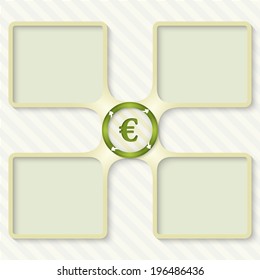 four boxes for entering text with arrows and euro sign
