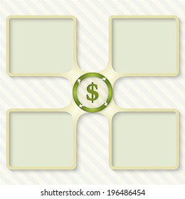 four boxes for entering text with arrows and dollar sign