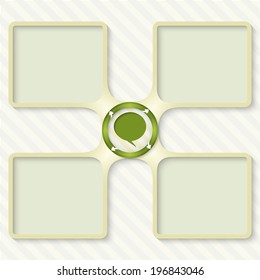 four boxes for entering text with arrows and speech bubble