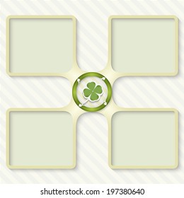 four boxes for entering text with arrows and cloverleaf
