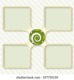 four boxes for entering text with arrows and spiral