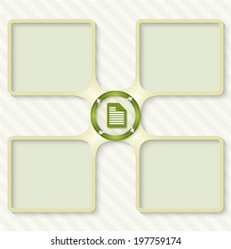 four boxes for entering text with arrows and document icon