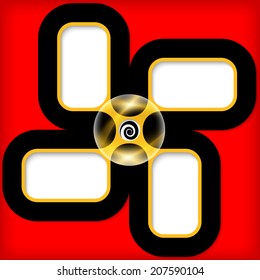 four boxes for entering text with spiral