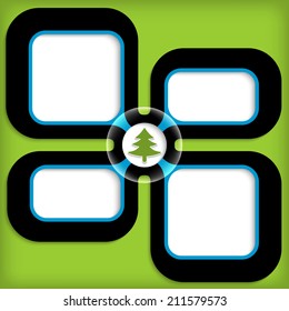 four boxes for entering text with tree symbol