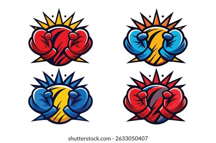 four Boxing gloves vector illustrations