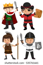 Cuatro chicos con diferentes personajes