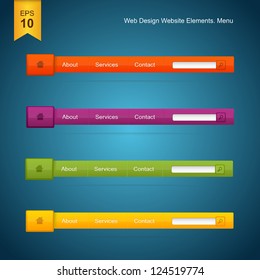 Four bright menus in different colors for web site.