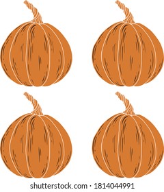 cuatro patrones de calabaza naranja brillante