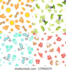 Four bright summer seamless patterns. Vector illustration