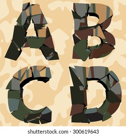 four broken military letters ABCD